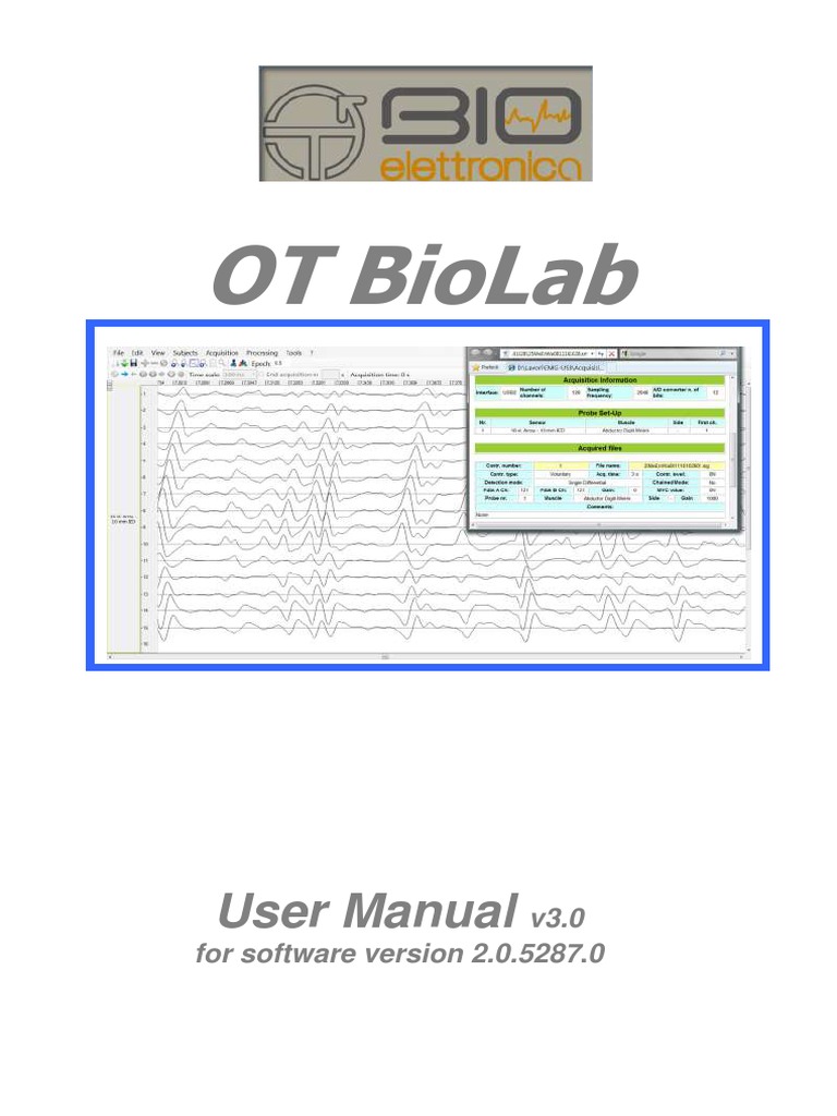 OT BioLab User Manual v3.0 | PDF | Electromyography | Computer File