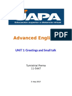 Advanced English I: UNIT 1: Greetings and Small Talk
