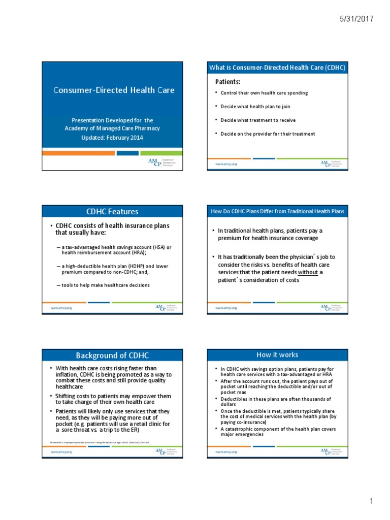 Understanding Consumer-Directed Health Care | PDF | Health Savings ...