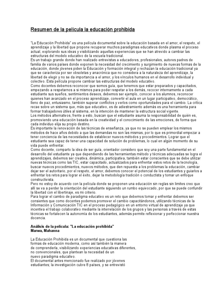 Resumen de la película la educación prohibida.doc
