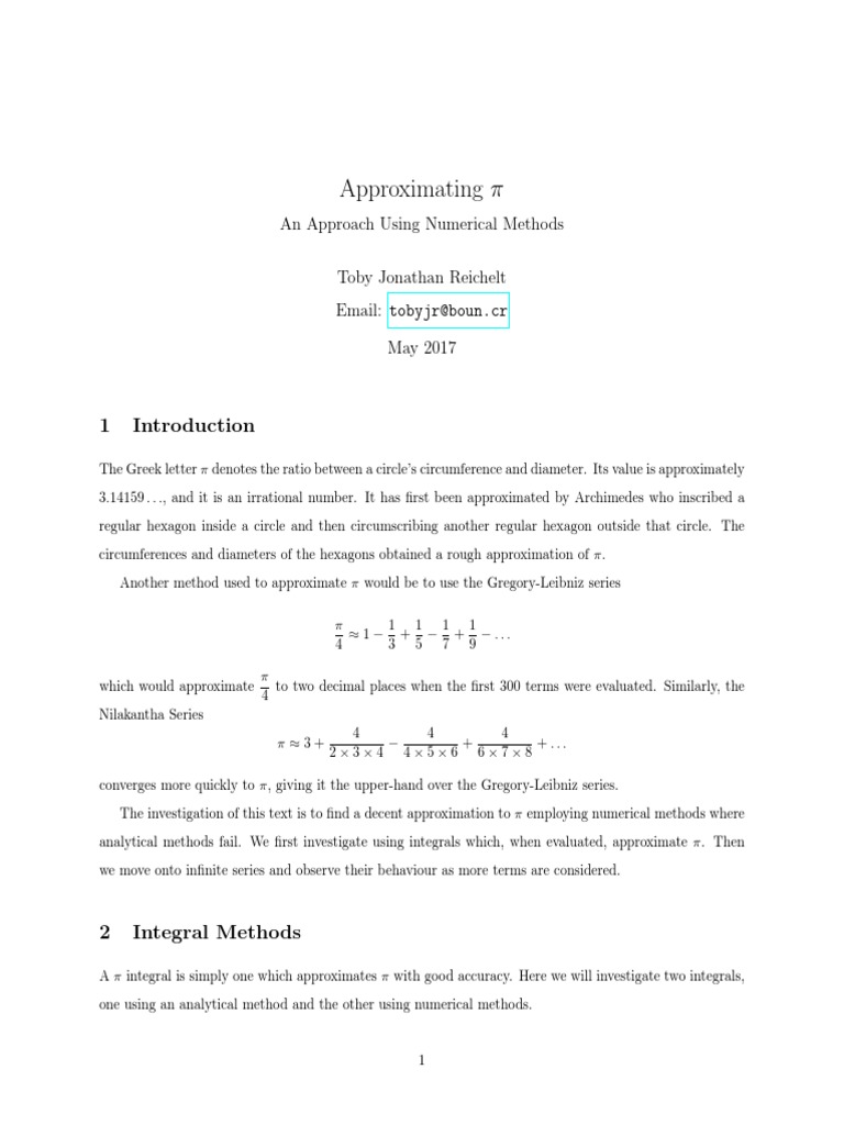 Approximating Pi PDF | PDF | Pi | Numbers
