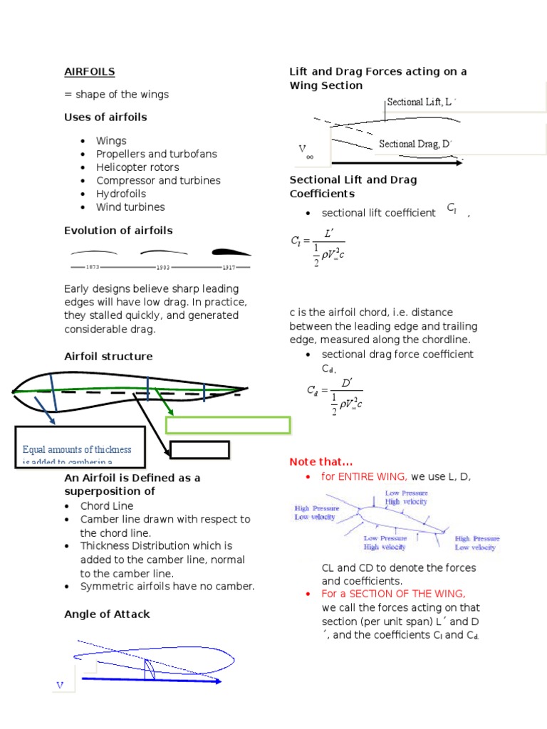Airfoils Lift and Drag Forces Acting On A Wing Section: Equal Amounts ...