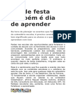 Dia de Festa Também É Dia de Aprender