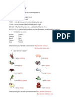 Homework Key: Numbers, Colors, Animals in English