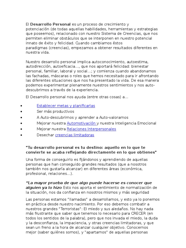 Claves del Desarrollo Personal Integral | PDF | Desarrollo personal ...
