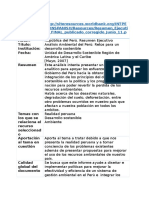 Análisis Ambiental Del Perú. Retos para Un Desarrollo Sostenible