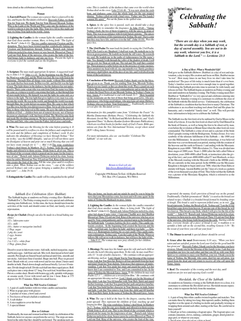 sabbath.pdf | Shabbat | Religious Behaviour And Experience