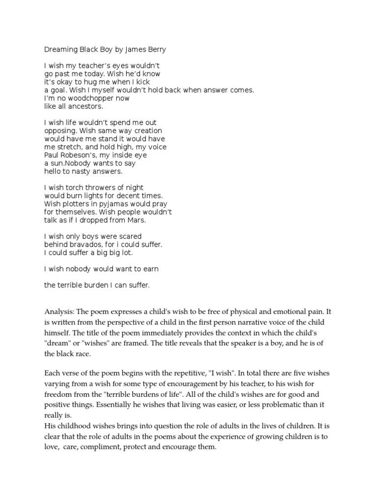 DREAMING BLACK BOY | Harlem Renaissance | Poetry