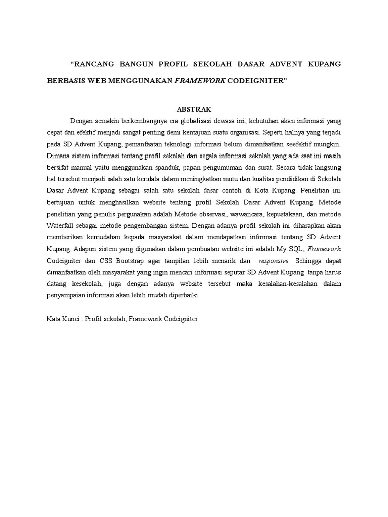 Abstrak Rancang Bangun Profil Sekolah Berbasis Web