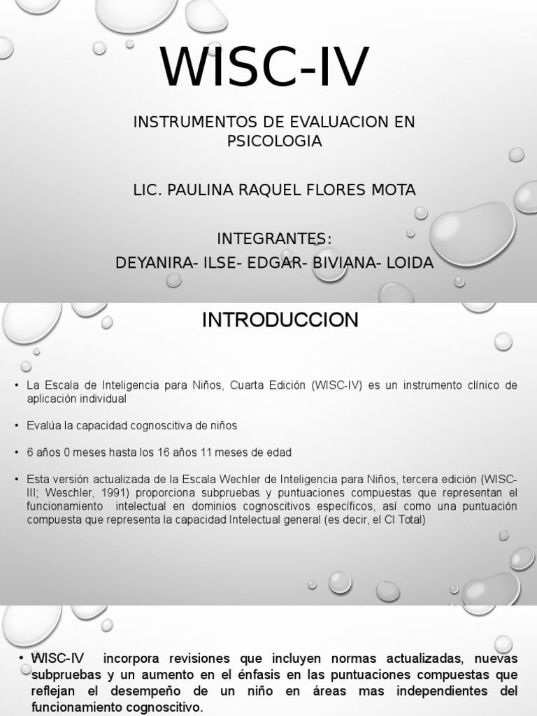 Waisc Iv | PDF | Escala de inteligencia para adultos de Wechsler ...