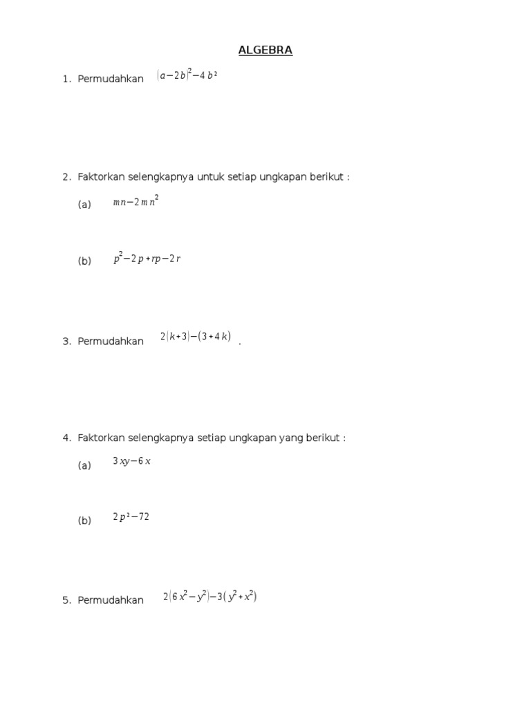 Algebra Ringkas Pdf