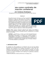 3.- La Fianza Como Contrato de Formación Unilateral