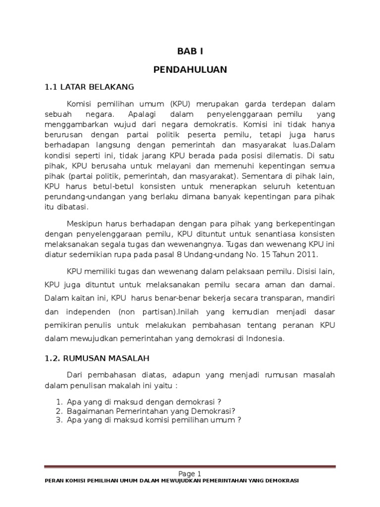 Peran KPU dalam Demokrasi Indonesia | PDF | Ilmu Sosial | Hukum