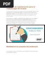 Creación de Cuestionarios Para La Metodología de La Tesis