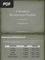 Calendário Recuperação Paralela