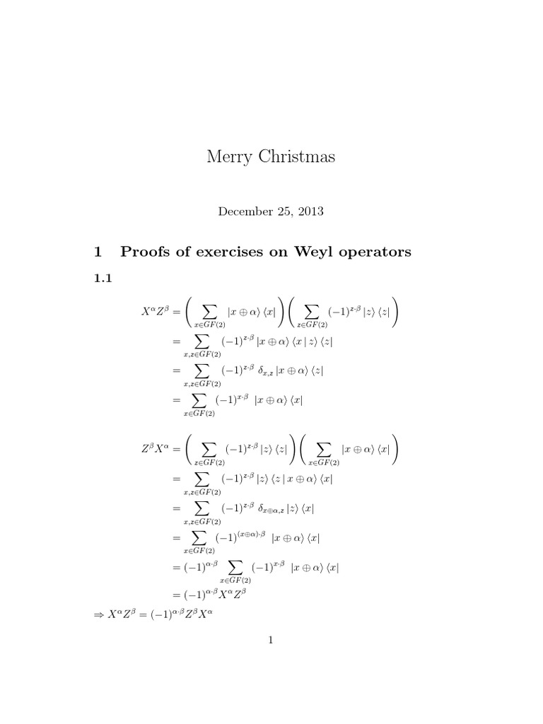 Weyl Operators: Exercise Proofs | PDF | Teaching Methods & Materials