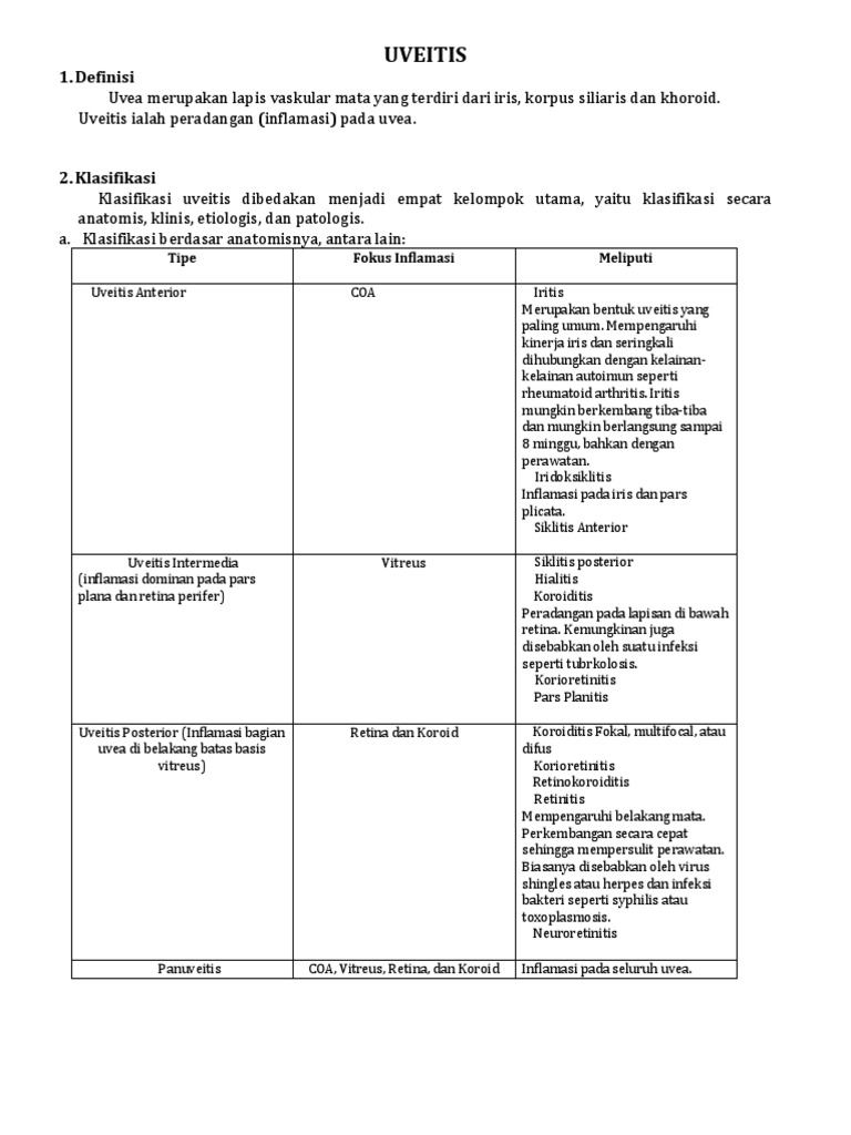 Klasifikasi dan Patofisiologi Uveitis | PDF