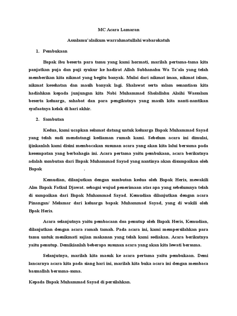 Mc Acara Lamaran