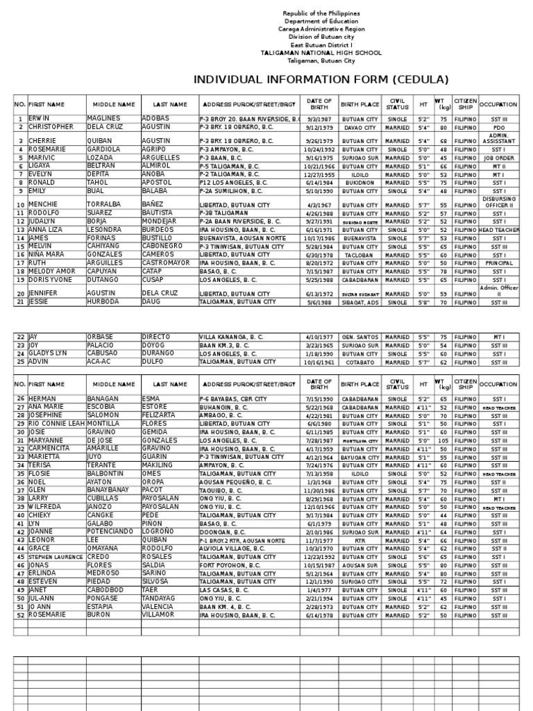 Cedula Form | PDF | Philippines