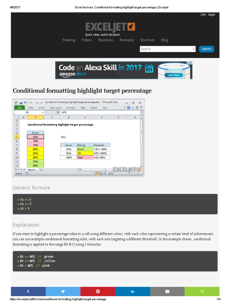 Conditional Formatting for Percentages | PDF | Formula | Microsoft Excel