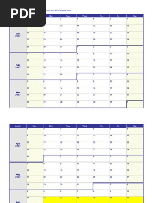 2017 Weekly Calendar