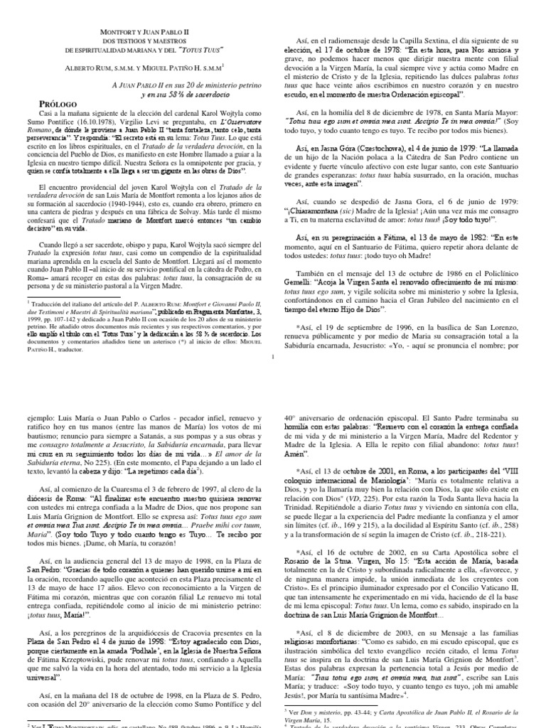 Totus Tuus: Legado de Juan Pablo II | PDF | Papa juan pablo ii | María ...