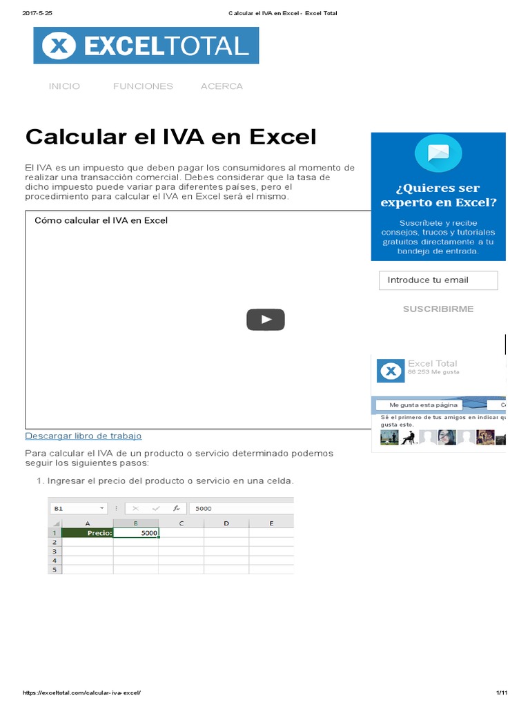 Calcular El IVA En Excel Excel Total F rmula Microsoft Excel