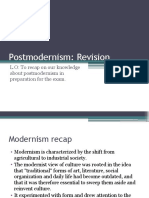 Postmodernism: Revision: L.O: To Recap On Our Knowledge About Postmodernism in Preparation For The Exam