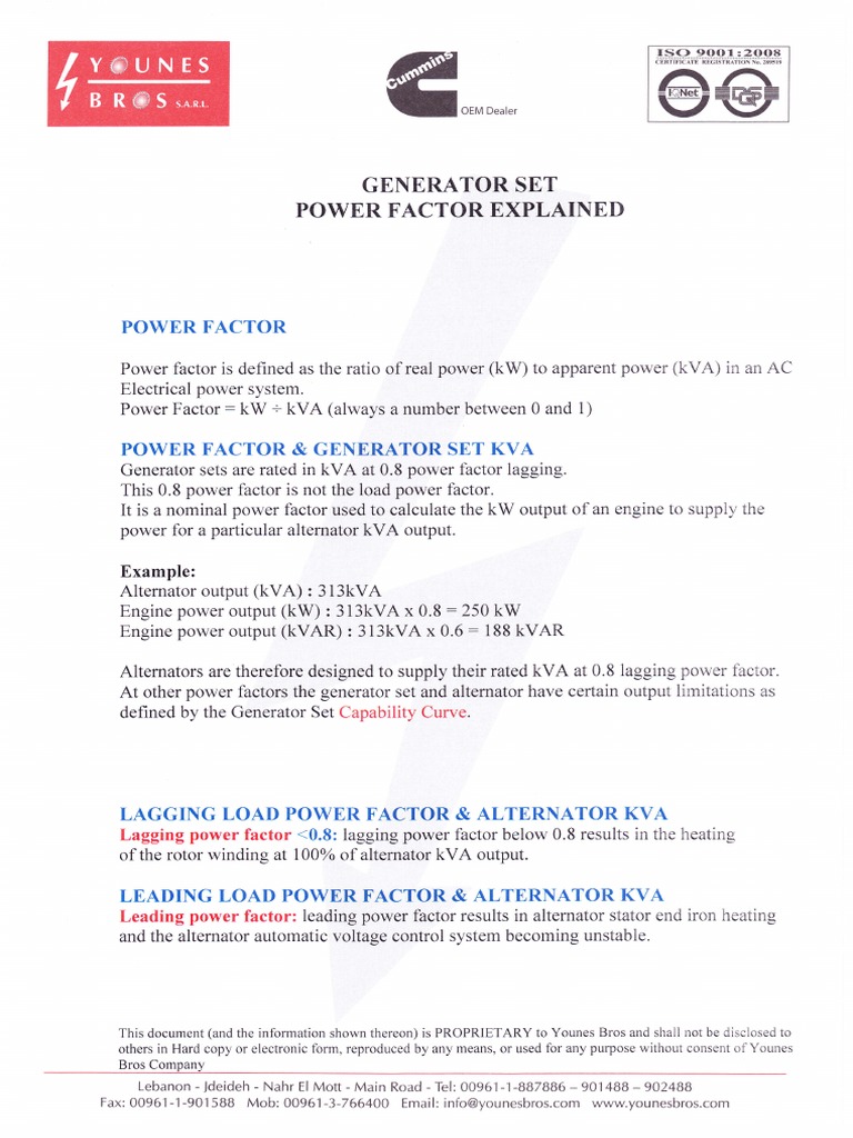 Generator Power Factor Explained by Yousseffares PDF Ac Power Force