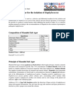 Mannitol Salt Agar for the Isolation of Staphylococcus Aureus