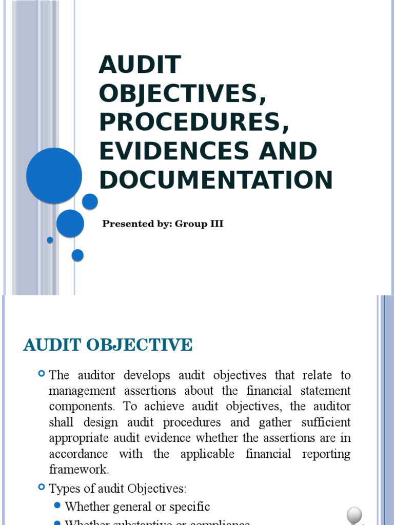 Audit Objectives Procedures Evidences and Documentation (1) Audit