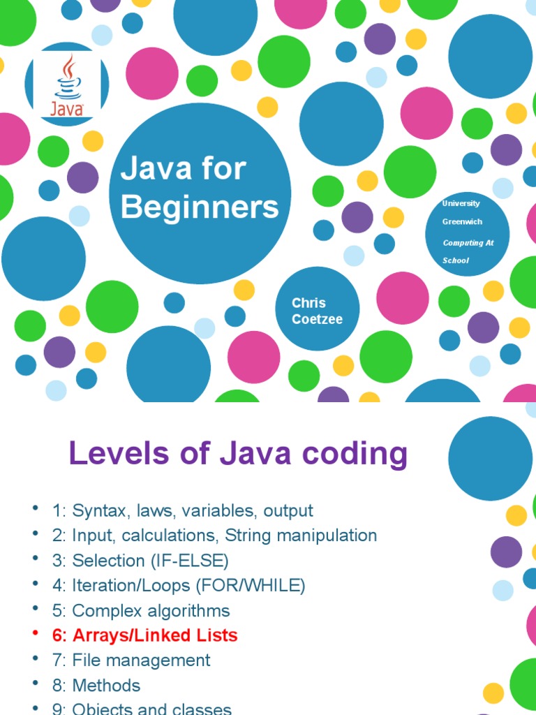 Java For Beginners: Chris Coetzee | PDF