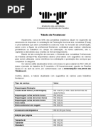 Tabela Freelancer - Sindicato dos Jornalistas da Paraíba