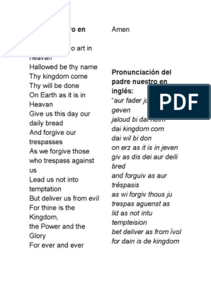 Padre Nuestro Ingles y Pronunciacion | PDF