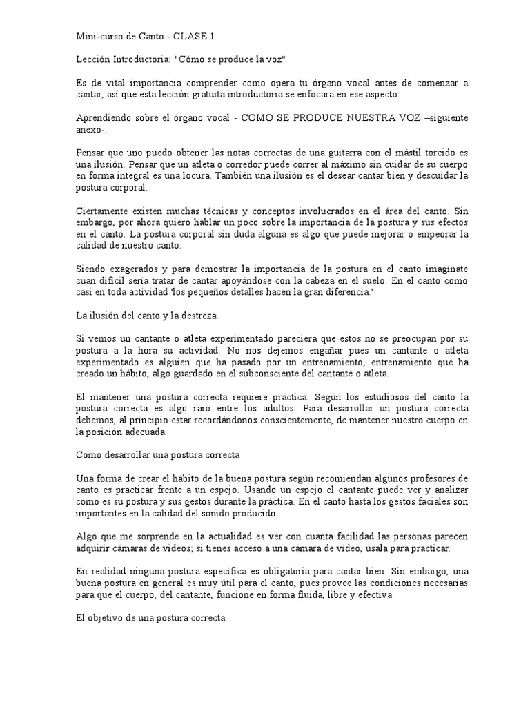 Curso DE CANTO | PDF | Artes del Lenguaje y Comunicación