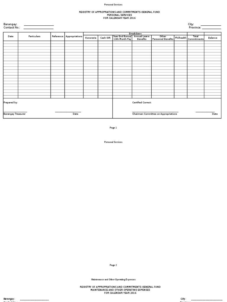 Barangay Appropriations Registry 2016 | PDF | Expense | Insurance