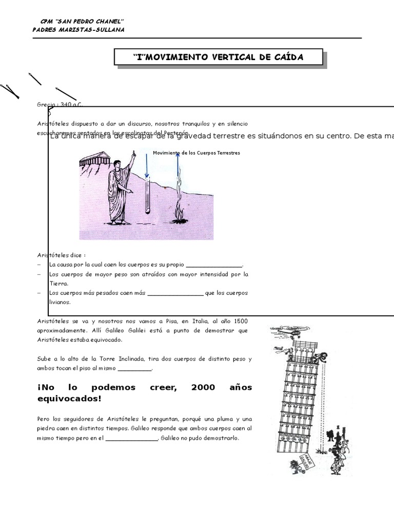 Caida Libre Fisica Galileo Galilei Aristóteles
