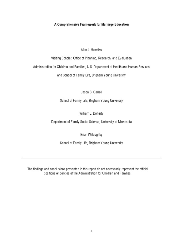 Comp Framework | PDF | Marriage | Clinical Psychology
