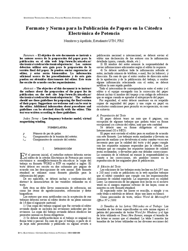 Normas y Formato Paper | PDF | Bibliografía | Comillas