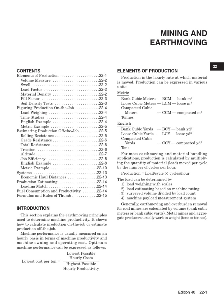 Mining and Earthmoving | PDF | Density | Friction