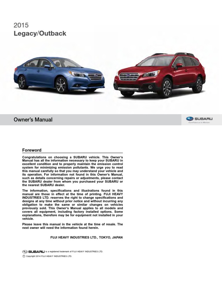 2015 SUBARU LEGACY OWNER S MANUAL PDF visual data 2