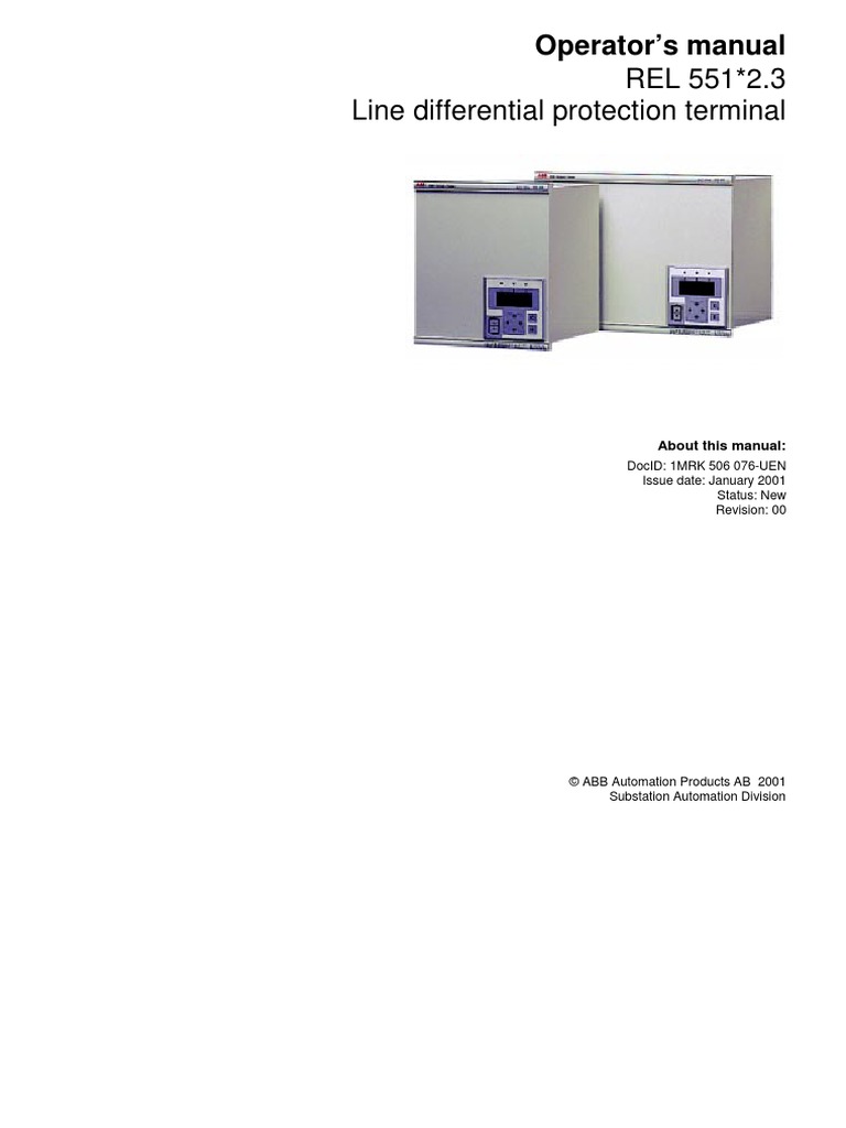 REL551 Operators Manual | PDF | User Interface | Button (Computing)