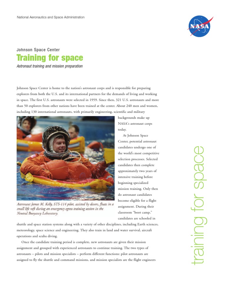 NASA 160410main Space Training Fact Sheet | PDF | Astronauts | Space ...