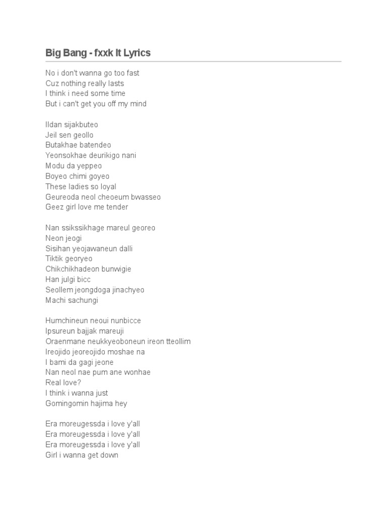 Lirik Lagu Big Bang