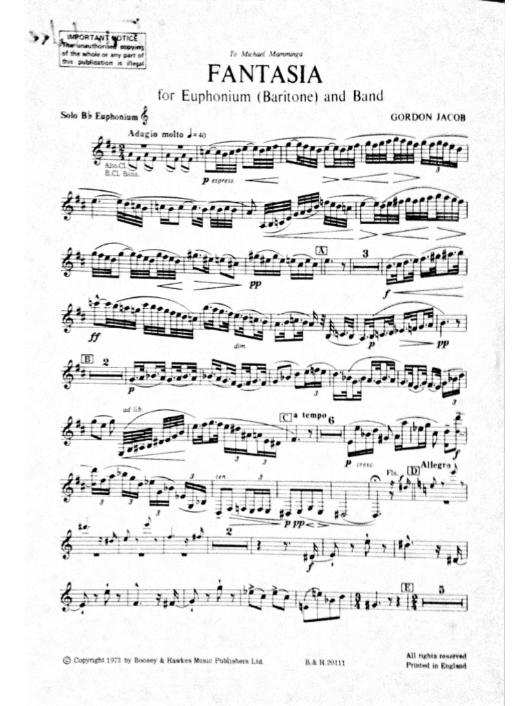 Gordon Jacob Fantasia For Euphonium | PDF | Classical Music