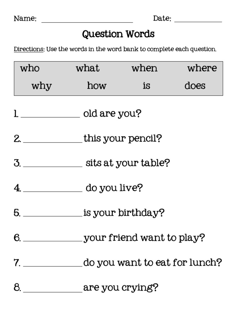 Name: Date:: Directions: Use The Words in The Word Bank To Complete ...