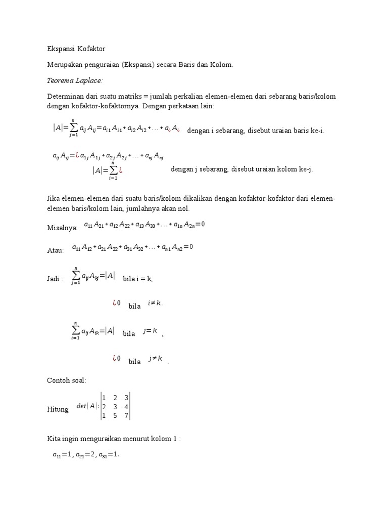 Ekspansi Kofaktor | PDF