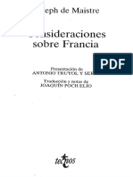 Joseph de Maistre Consideraciones Sobre Francia PDF