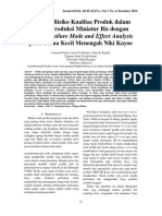 Analisis Risiko Kualitas Produk Dalam Proses Produksi Miniatur Bis Dengan Metode Failure Mode and Effect Analysis Pada Usaha Kecil Menengah Niki Kayoe