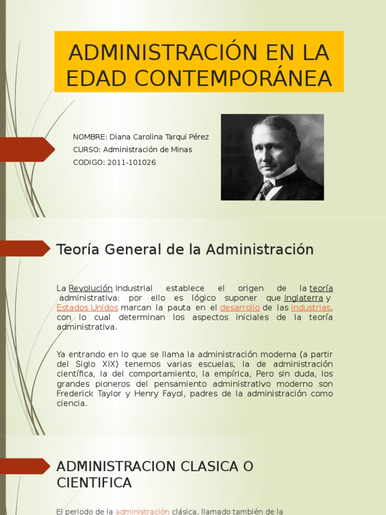 Administración en La Edad Contemporánea Interacciones de
